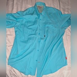 Coleman‎ Men's XL Teal Short Sleeve Button Down Performance Camping Shirt